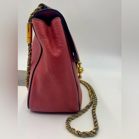 Auth Luxe Chloe Fuchsia Leather Elsie Shoulder Bag Hardware Turn Lock Excellent - Picture 5 of 16